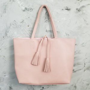 MACY'S Powder Pink Faux Leather Tote Bag